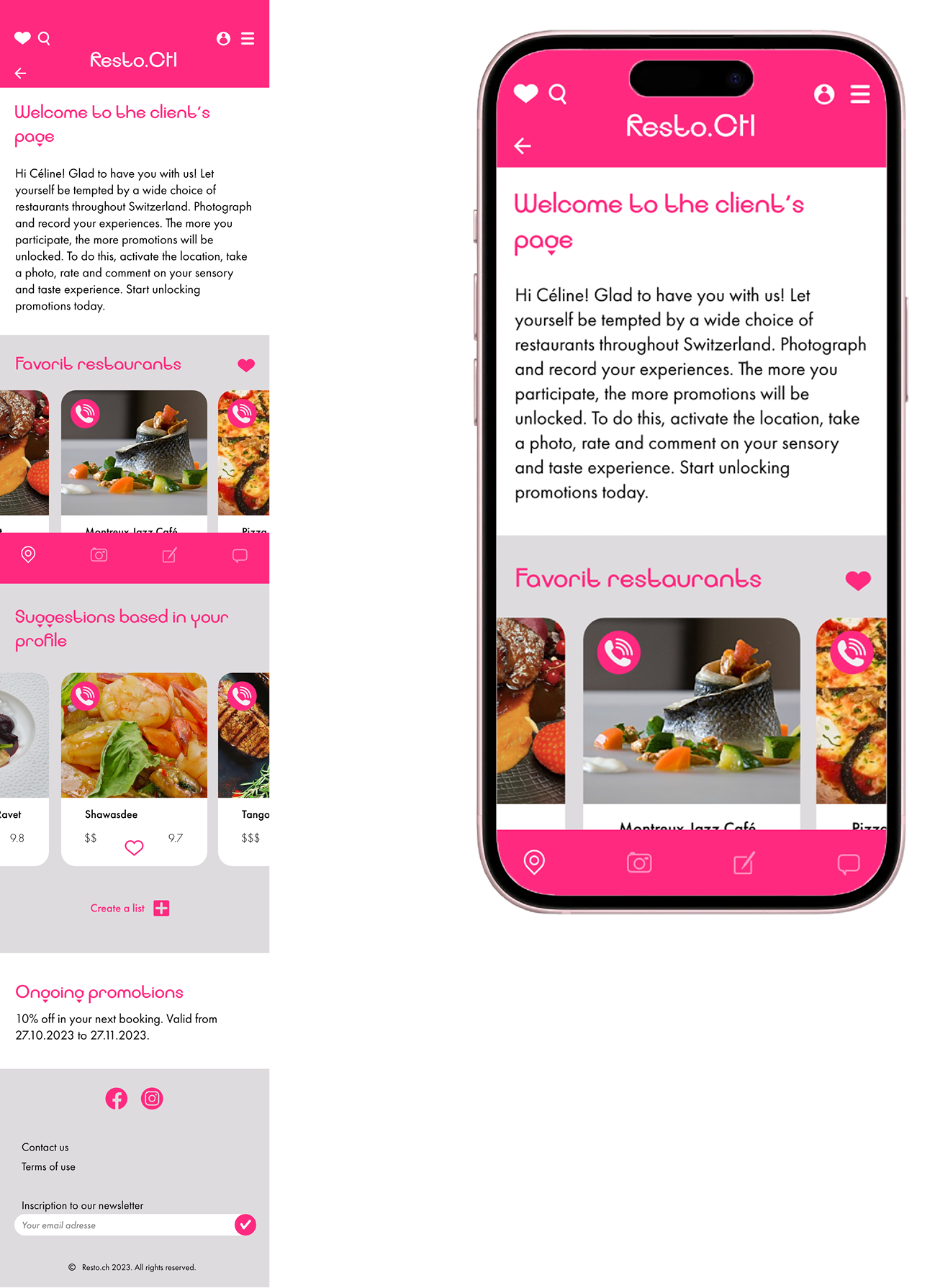 Resto.ch — interface de la page client