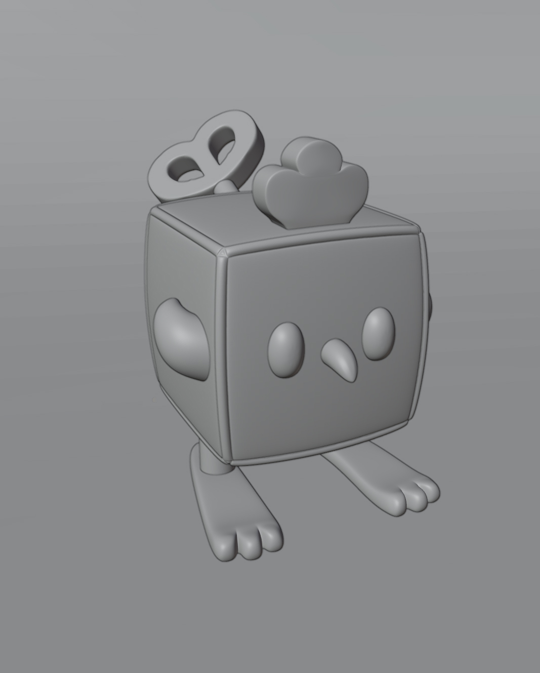 Étape de modélisation 3D de la mascotte avant matériaux et rendu