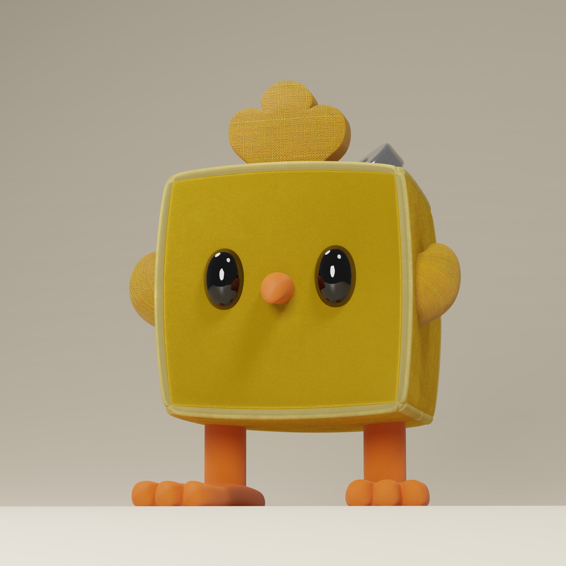 Vue frontale du personnage 3D cube oiseau