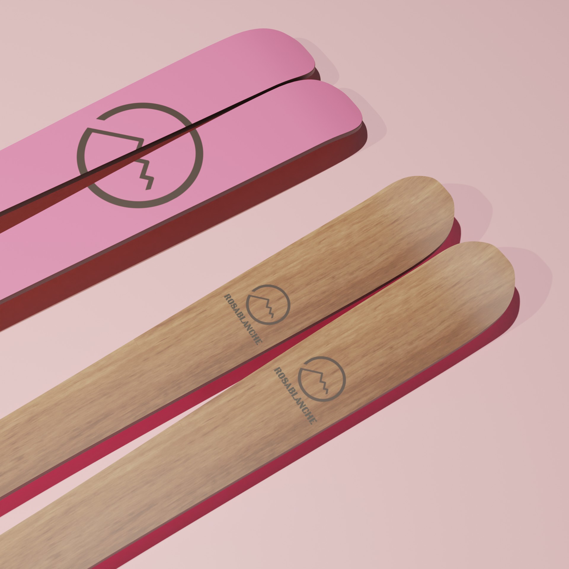 Application de l’identité Rosablanche sur des skis